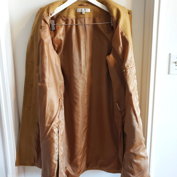 Harvé Bernard Wool Carmel Tan Trench Coat Button Down Slits On Sides Woman 14 - Picture 11 of 15